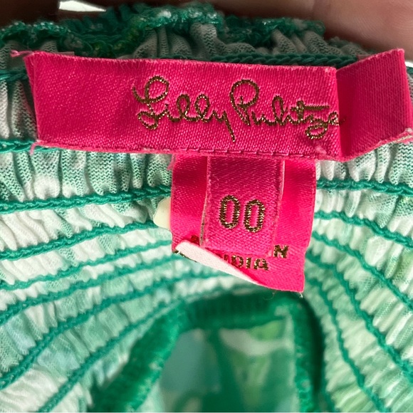 Lilly Pulitzer Delaney Babydoll Dress Botanical Green Safari Sangria 00 - Picture 3 of 8